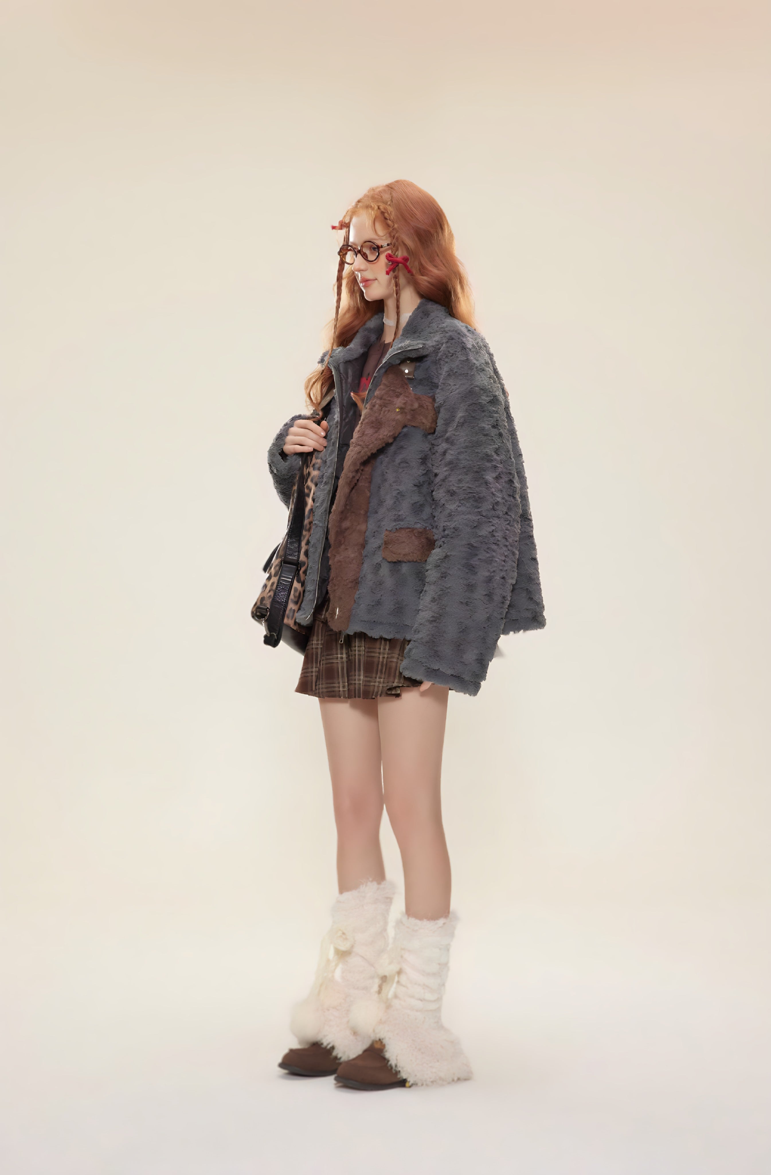 Veste Fausse Fourrure Patchwork