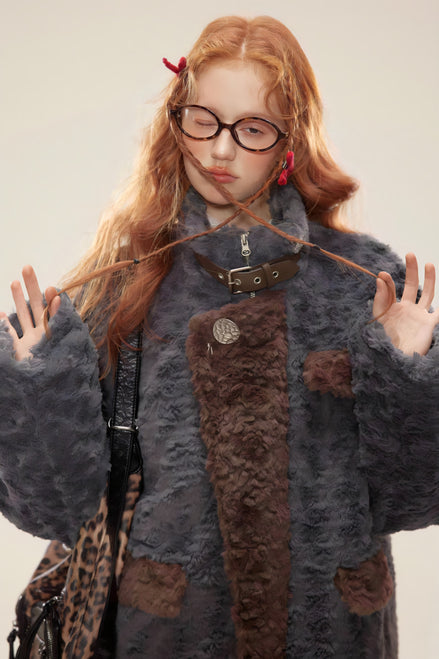 Veste Fausse Fourrure Patchwork