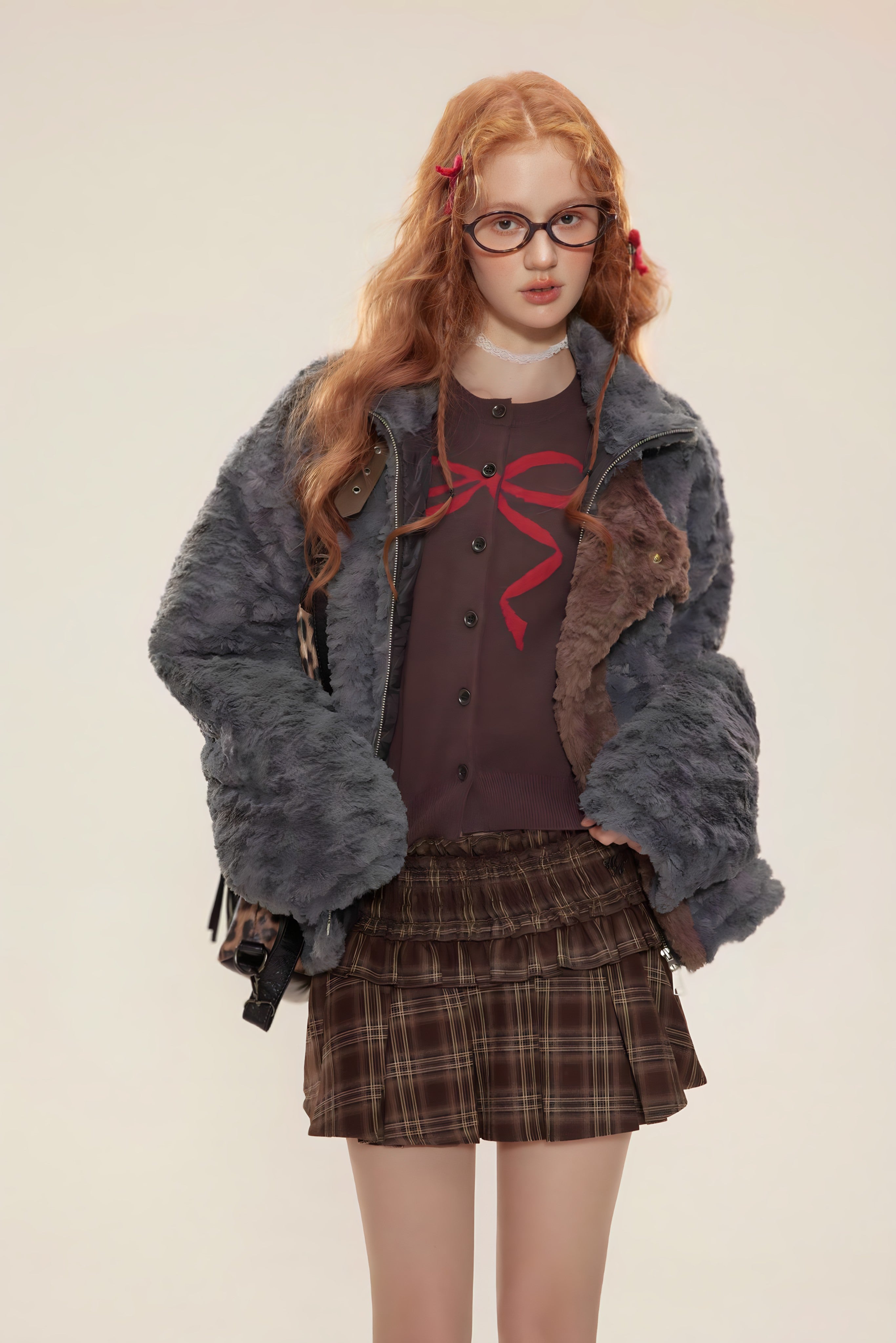 Veste Fausse Fourrure Patchwork