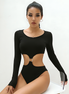 Body Sexy Noir - Cut-Out avec Anneau Métallique